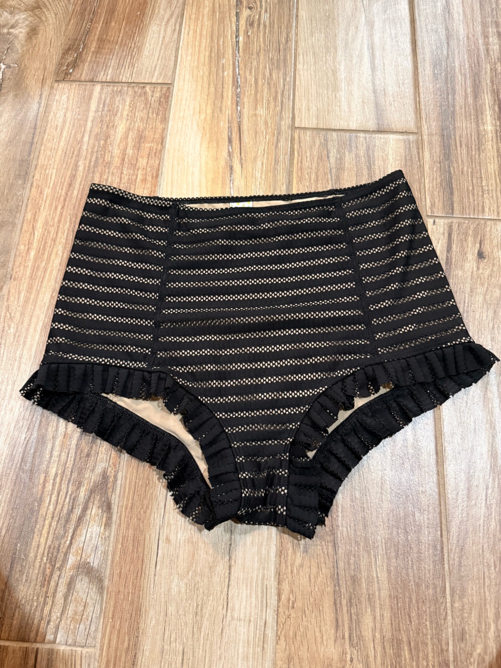 Kortni Jeane Black Lace All Ruffled Up Swimsuit Bottoms